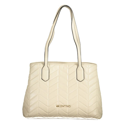 Mario Valentino Beige Faux Leather Handbag with Chic Detailing