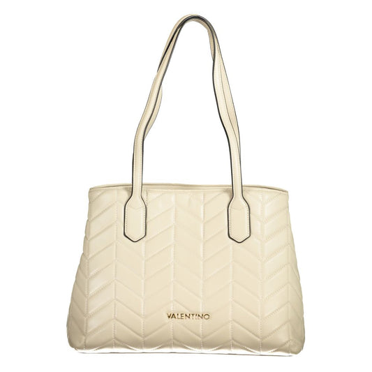 Mario Valentino Beige Faux Leather Handbag with Chic Detailing