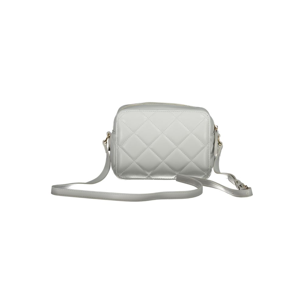 Mario Valentino Gray Faux Leather Women Handbag with Iconic Logo