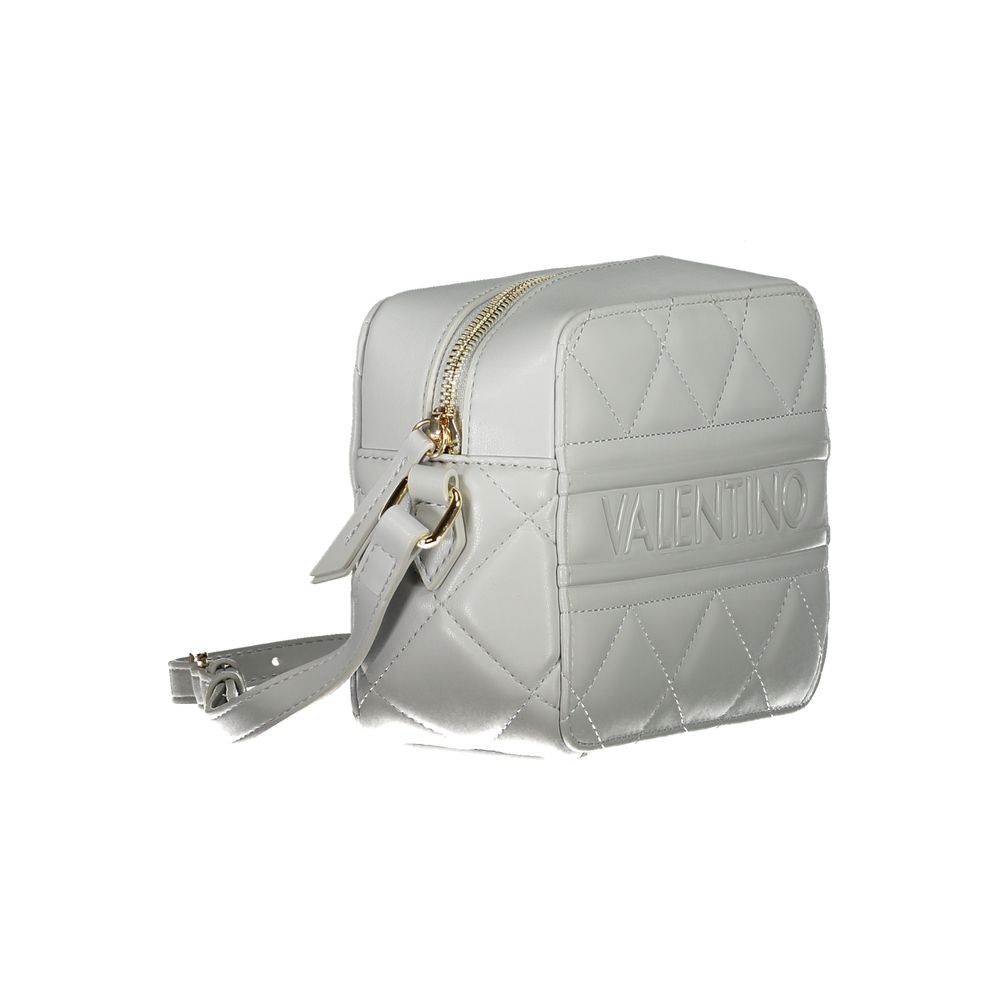 Mario Valentino Gray Faux Leather Women Handbag with Iconic Logo