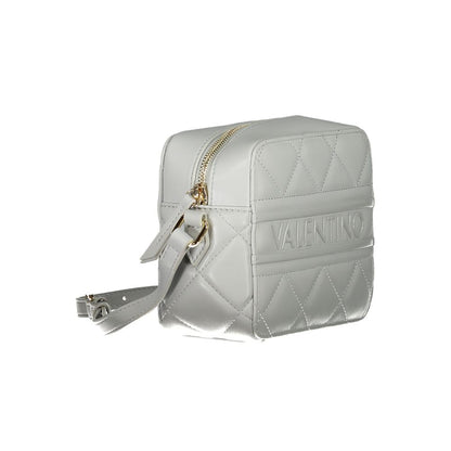 Mario Valentino Gray Faux Leather Women Handbag with Iconic Logo