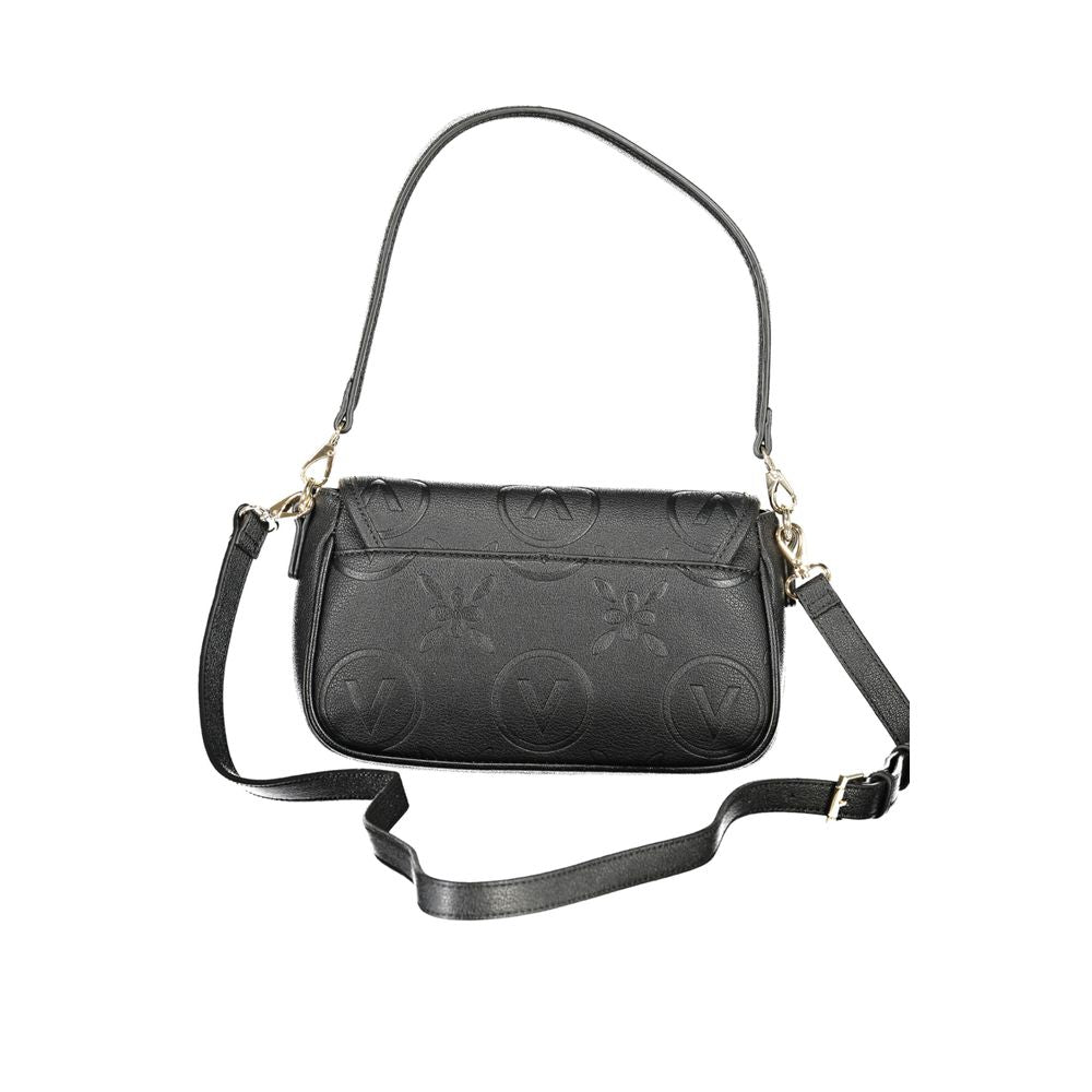Mario Valentino Black Faux Leather Handbag with Adjustable Straps