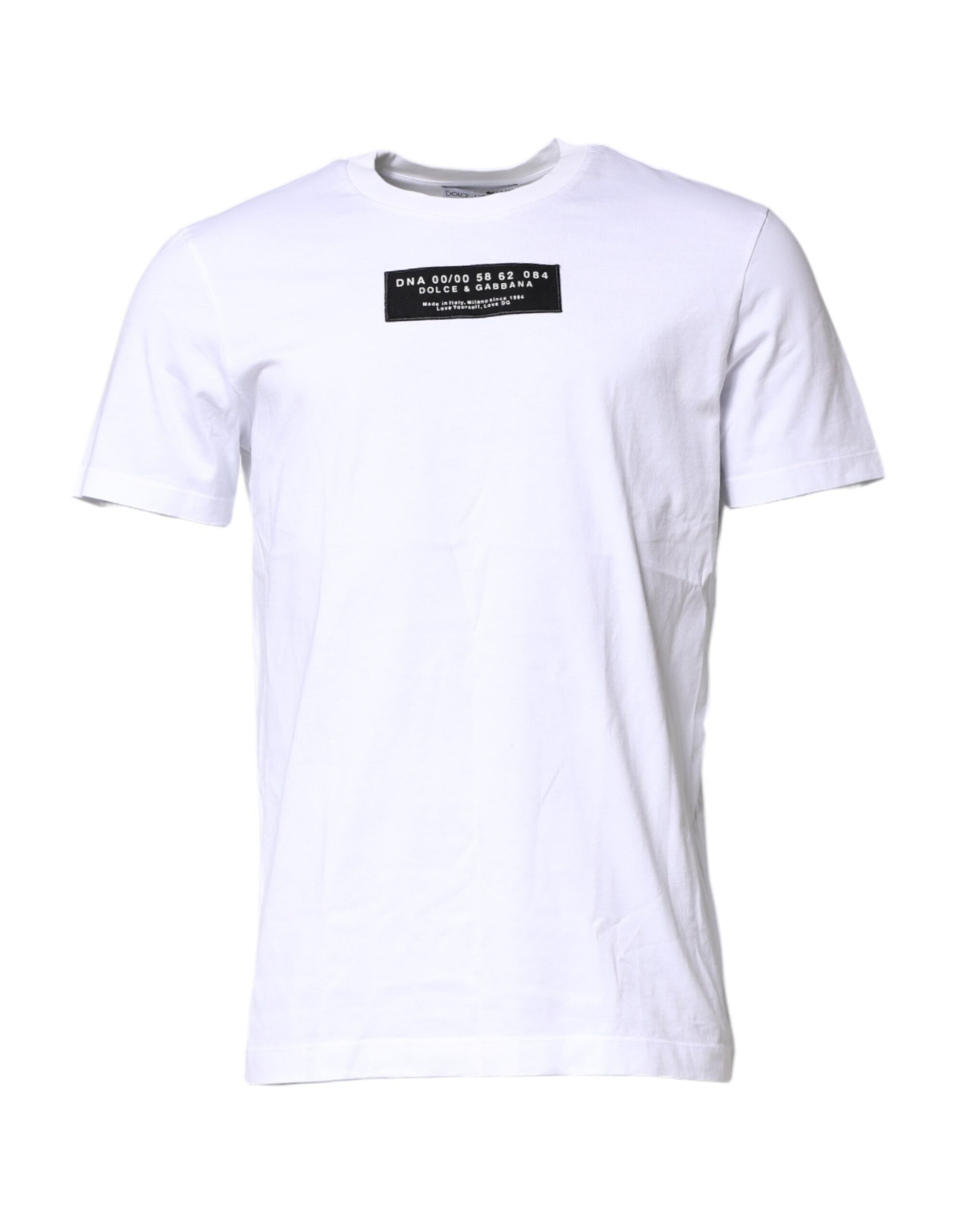 Dolce & Gabbana White Cotton DG Logo Patch T-shirt