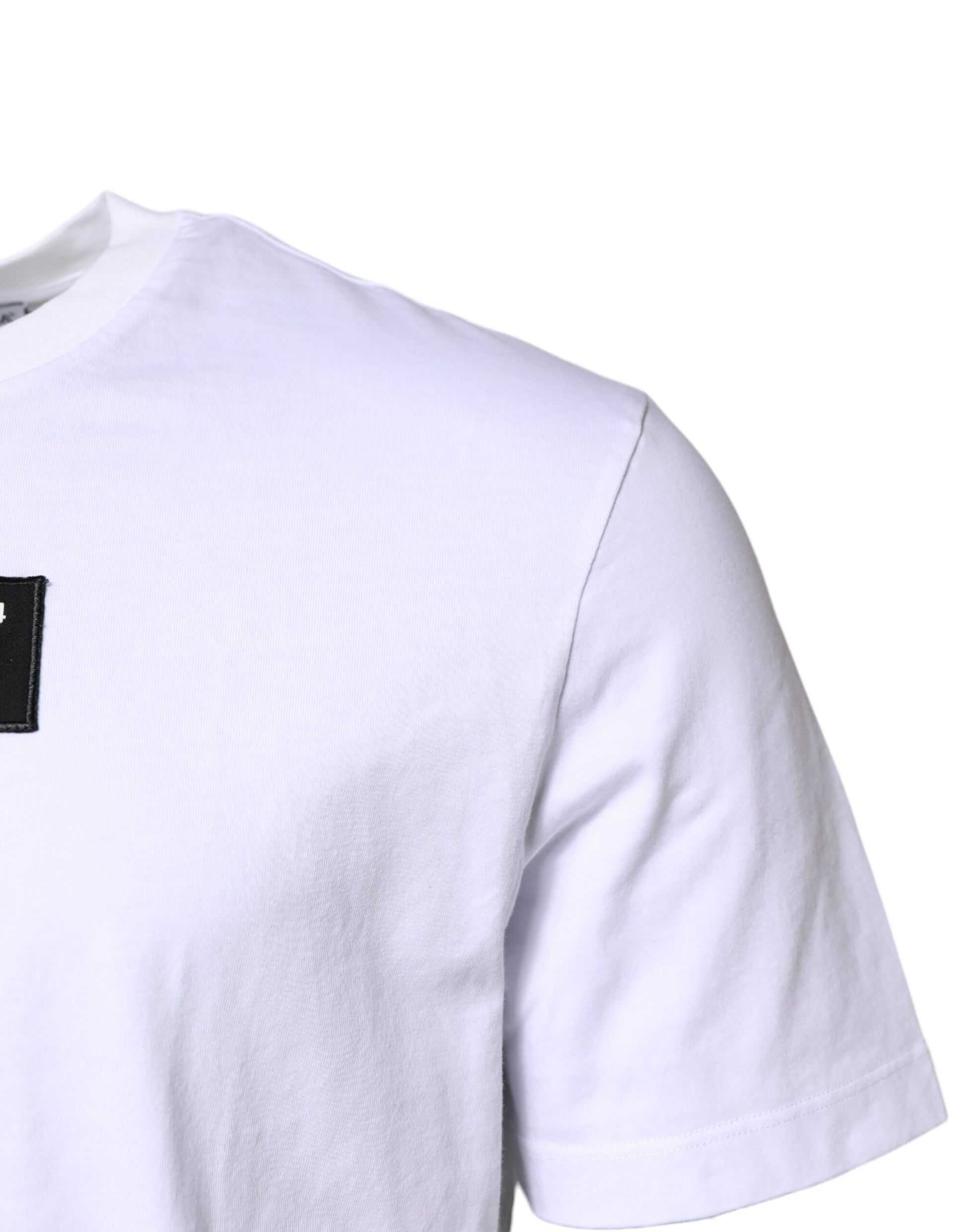 Dolce & Gabbana White Cotton DG Logo Patch T-shirt
