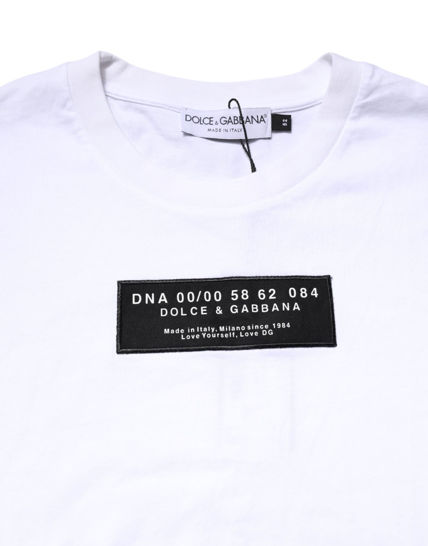 Dolce & Gabbana White Cotton DG Logo Patch T-shirt