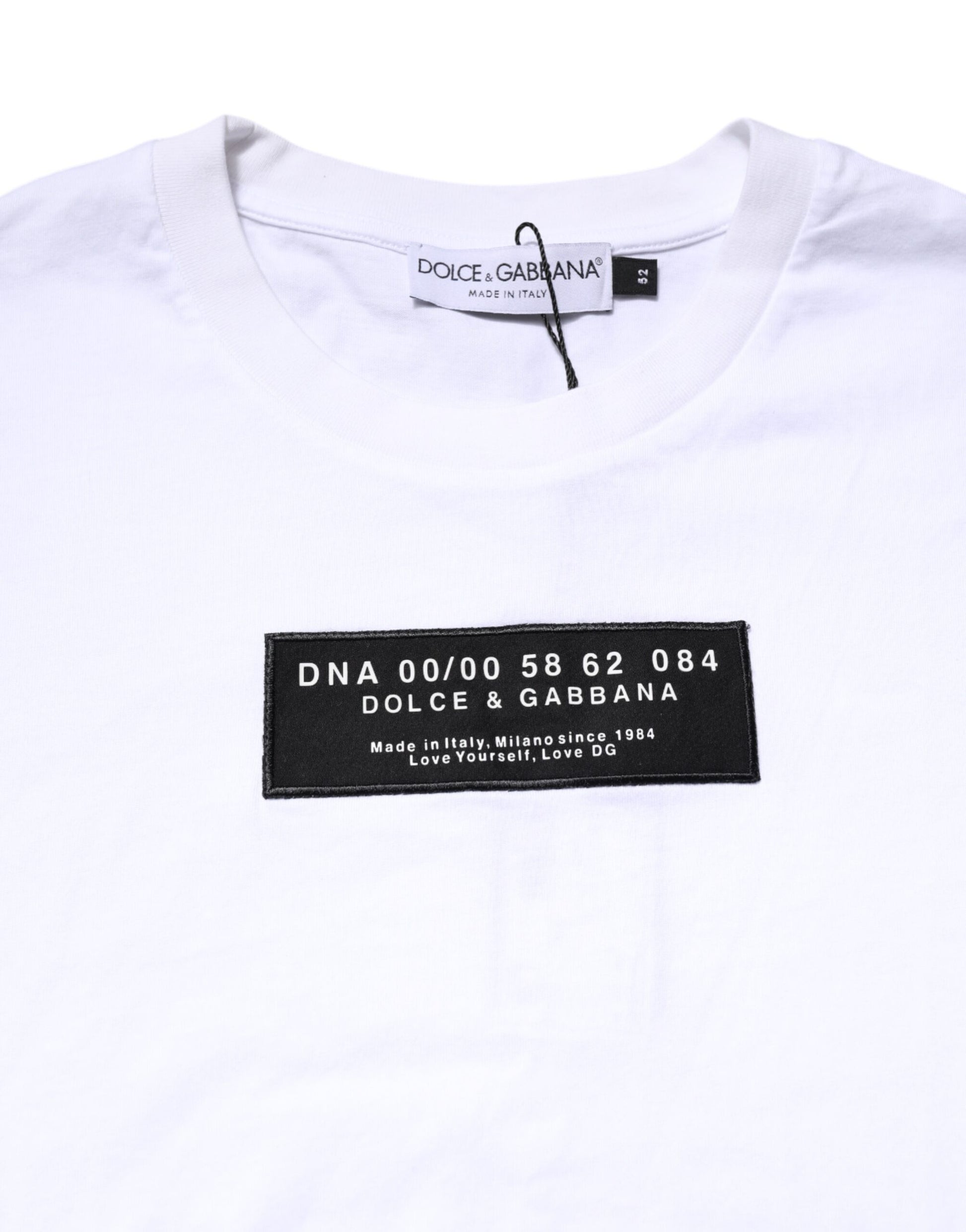 Dolce & Gabbana White Cotton DG Logo Patch T-shirt