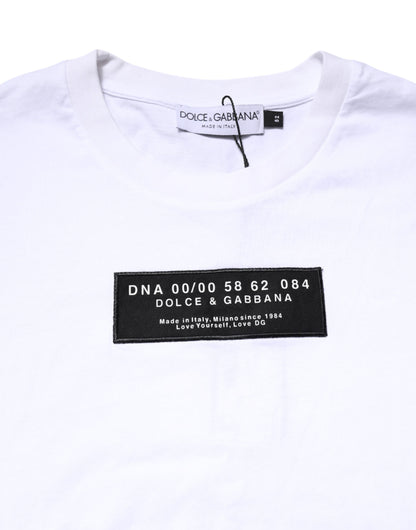 Dolce & Gabbana White Cotton DG Logo Patch T-shirt