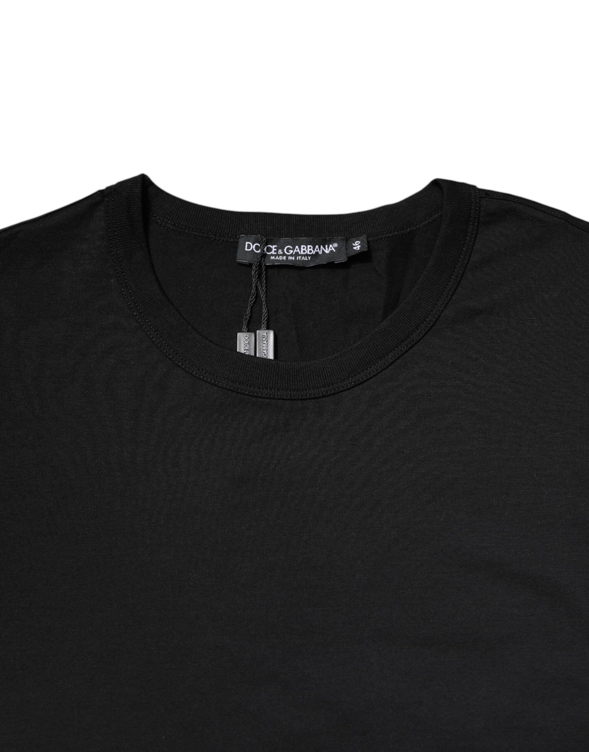 Dolce & Gabbana Black Cotton Short Sleeve T-Shirt