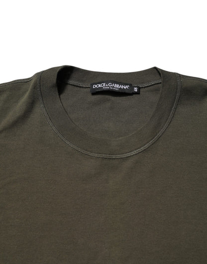 Dolce & Gabbana Dark Green Long Sleeve Crew Neck T-Shirt