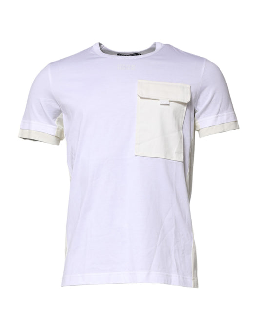 Dolce & Gabbana White Cotton Pocket T-Shirt