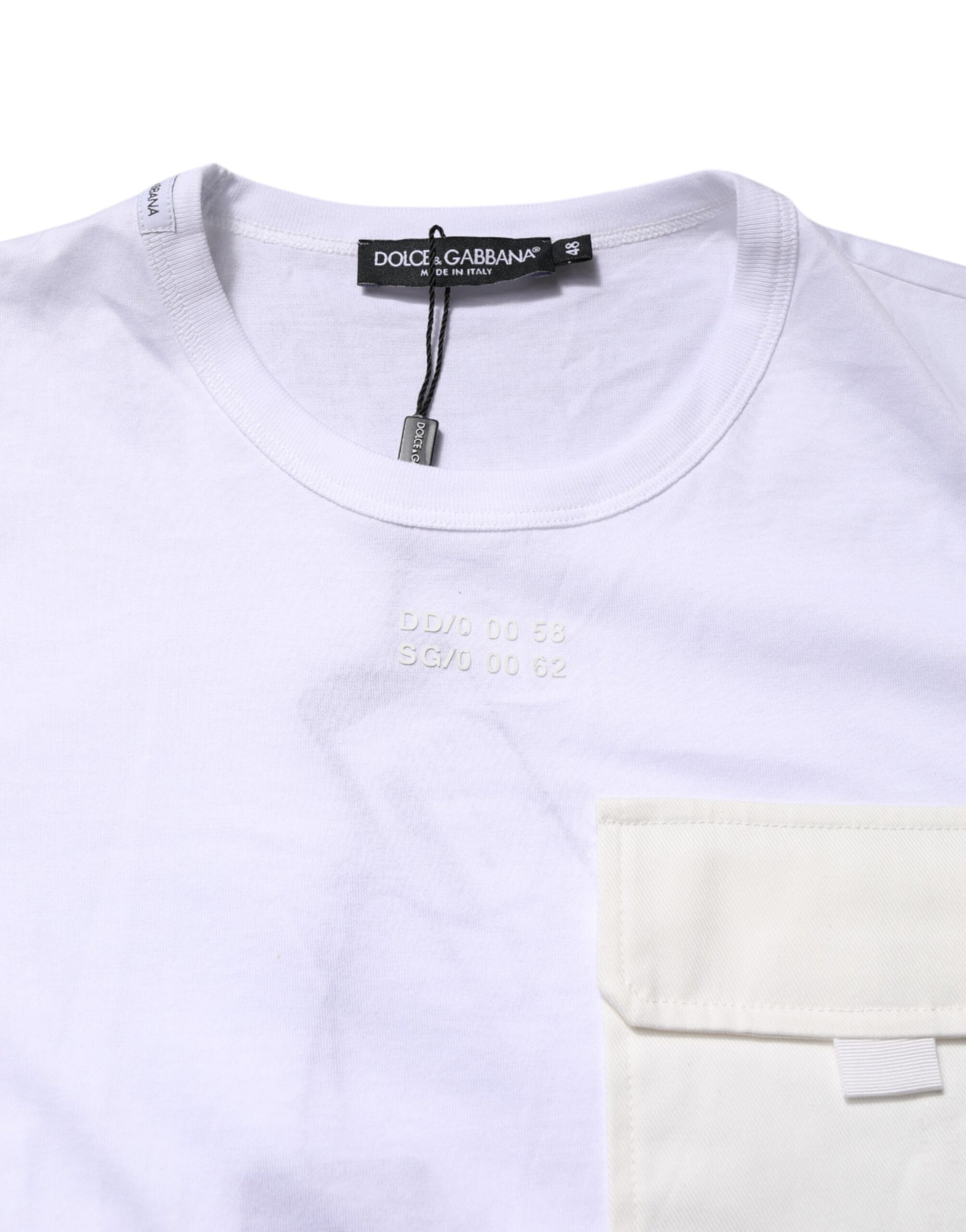 Dolce & Gabbana White Cotton Pocket T-Shirt