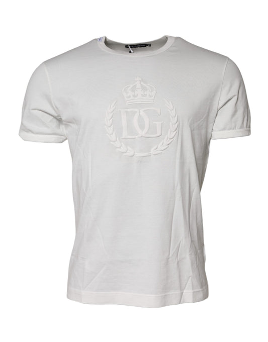 Dolce & Gabbana DG Crown Embossed White Cotton T-shirt