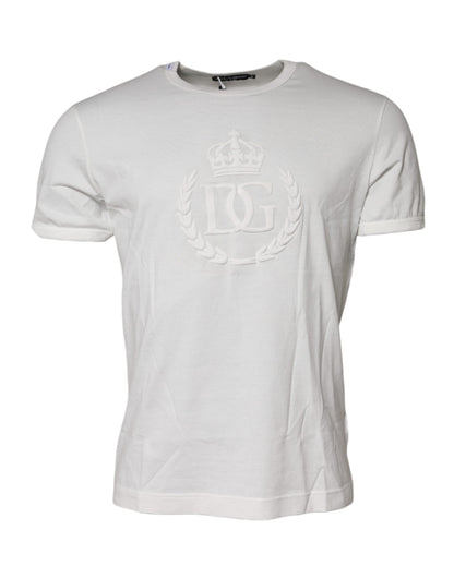 Dolce & Gabbana DG Crown Embossed White Cotton T-shirt