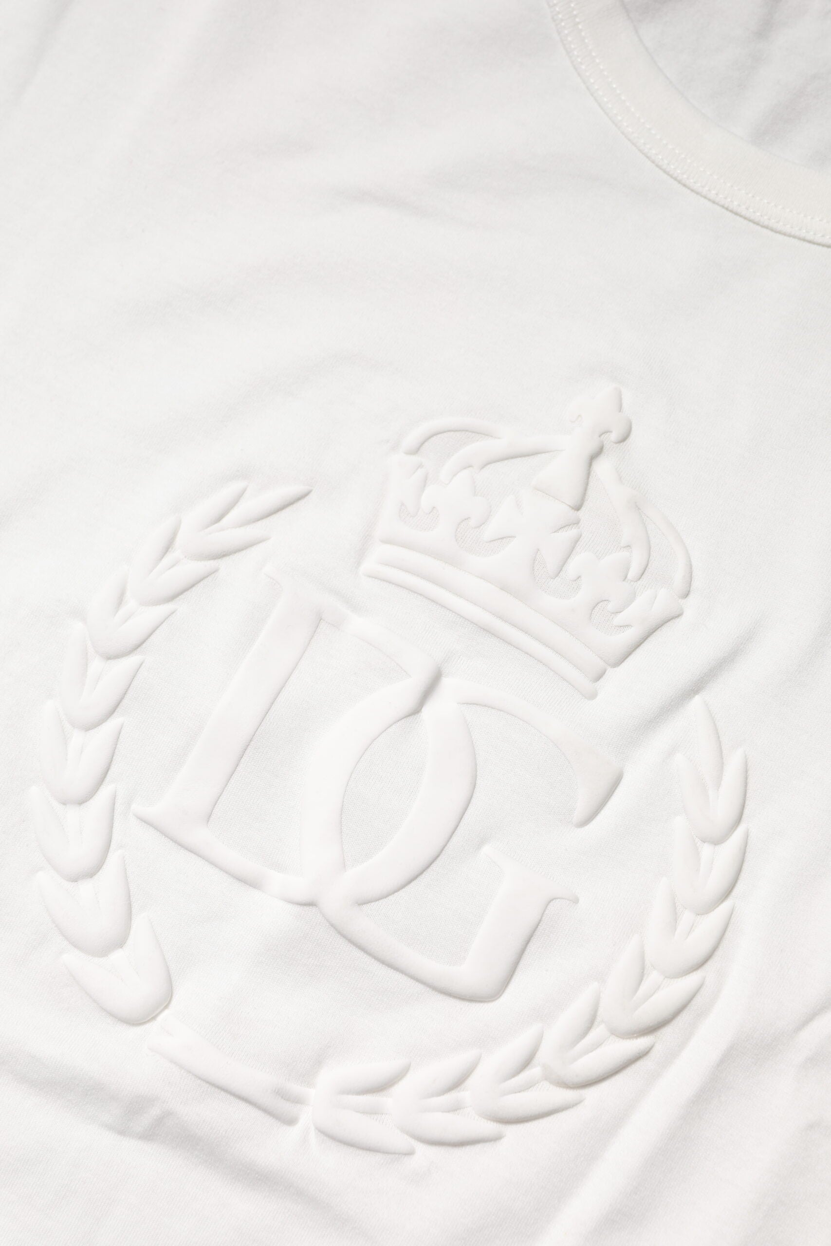 Dolce & Gabbana DG Crown Embossed White Cotton T-shirt