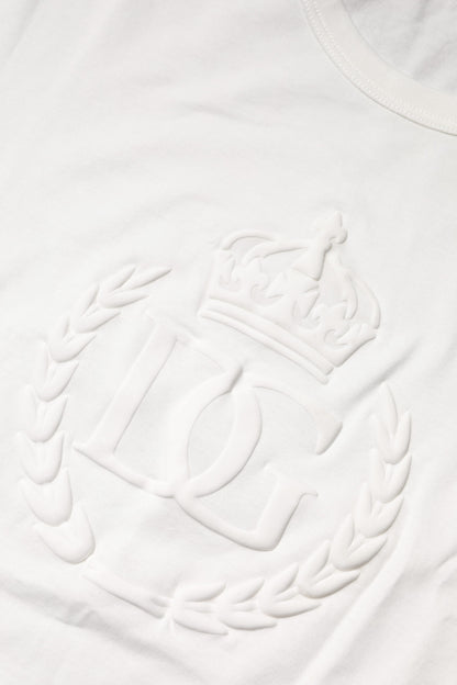 Dolce & Gabbana DG Crown Embossed White Cotton T-shirt
