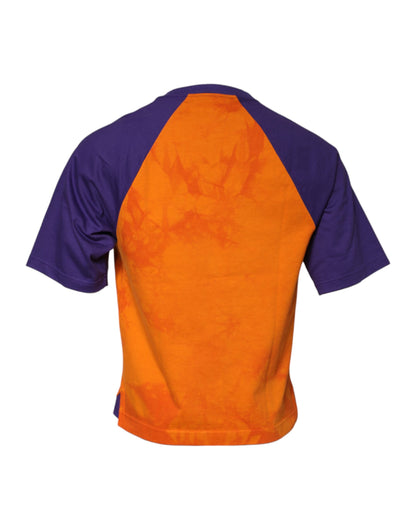Dolce & Gabbana Printed Round Neck T-shirt in Orange and Purple