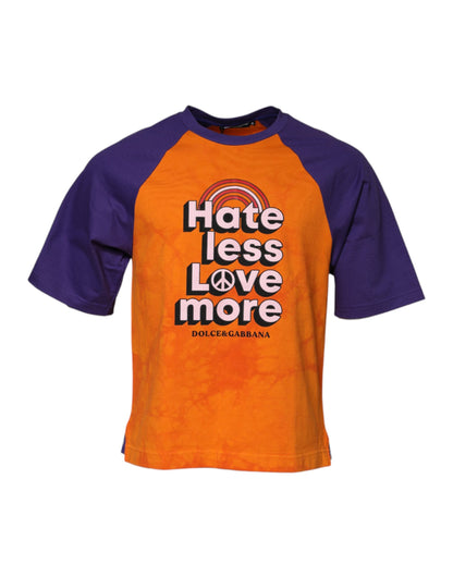 Dolce & Gabbana Printed Round Neck T-shirt in Orange and Purple