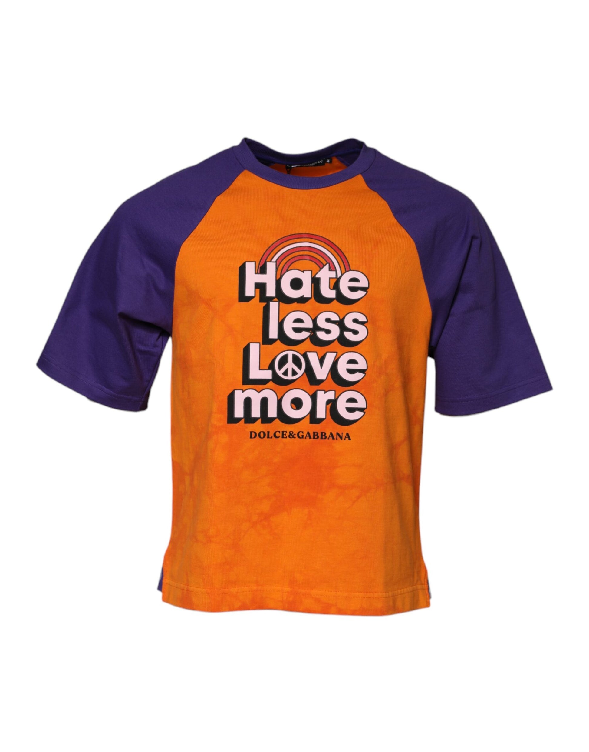 Dolce & Gabbana Printed Round Neck T-shirt in Orange and Purple