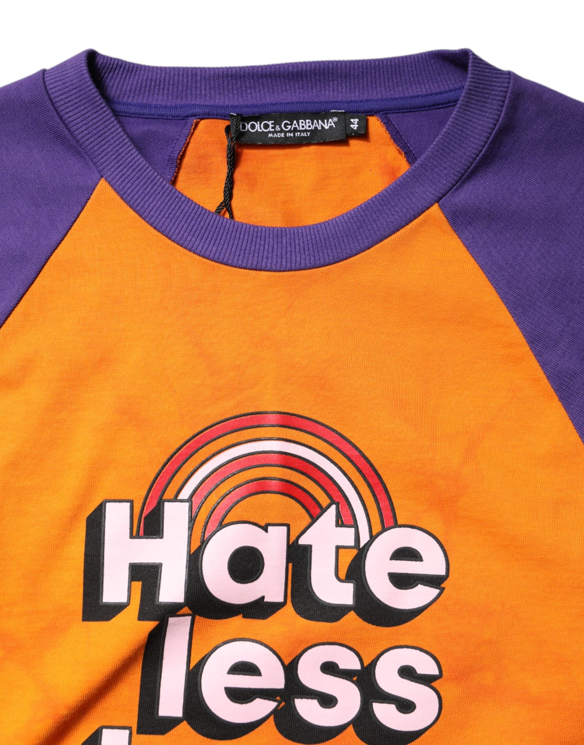 Dolce & Gabbana Printed Round Neck T-shirt in Orange and Purple