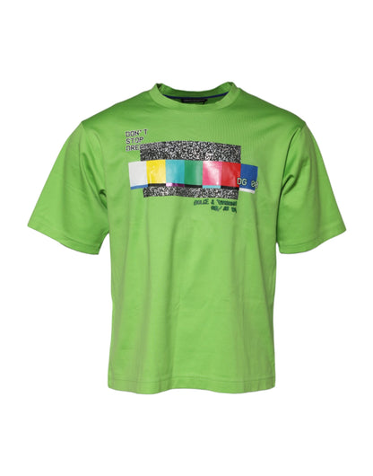 Dolce & Gabbana Green Graphic Print Round Neck T-Shirt