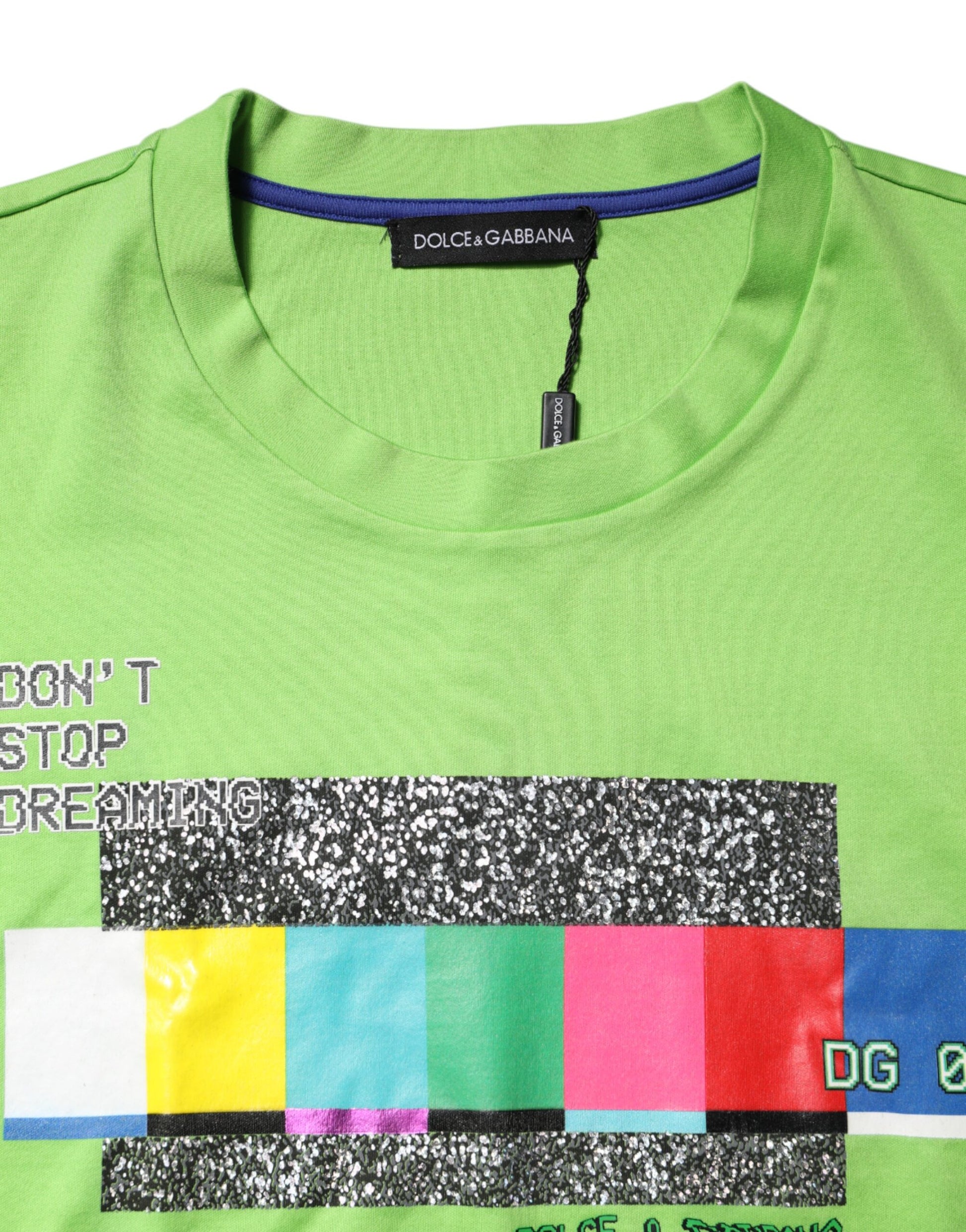 Dolce & Gabbana Green Graphic Print Round Neck T-Shirt