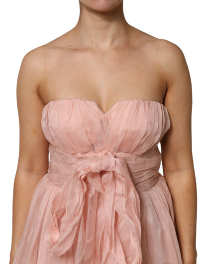 Dolce & Gabbana Pink Silk Chiffon Pleated Midi Dress