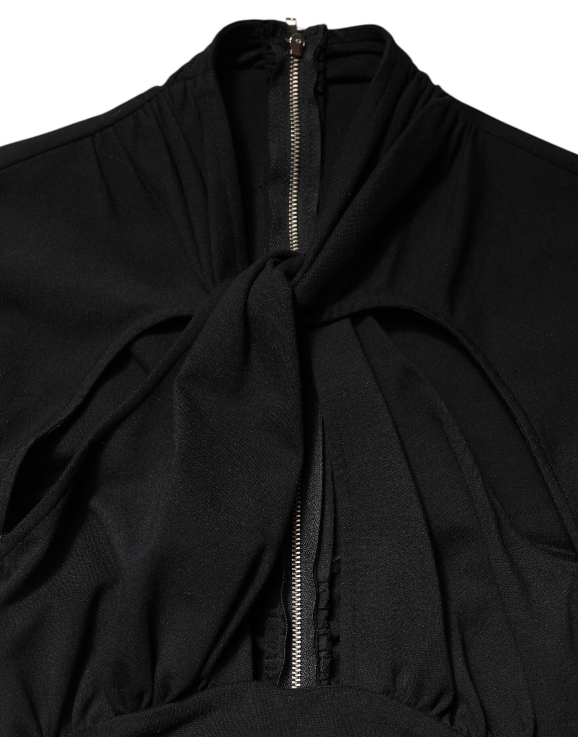Dolce & Gabbana Black Long Sleeve Sheath Midi Dress