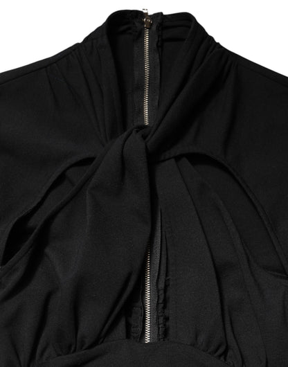 Dolce & Gabbana Black Long Sleeve Sheath Midi Dress