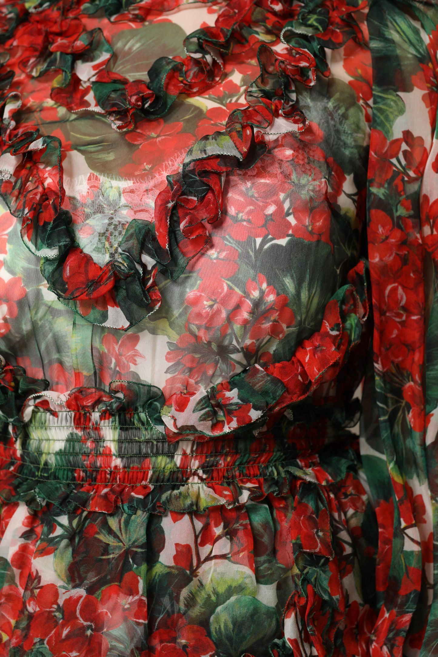 Dolce & Gabbana Multicolour Ruffle Floral Long Sleeves Dress