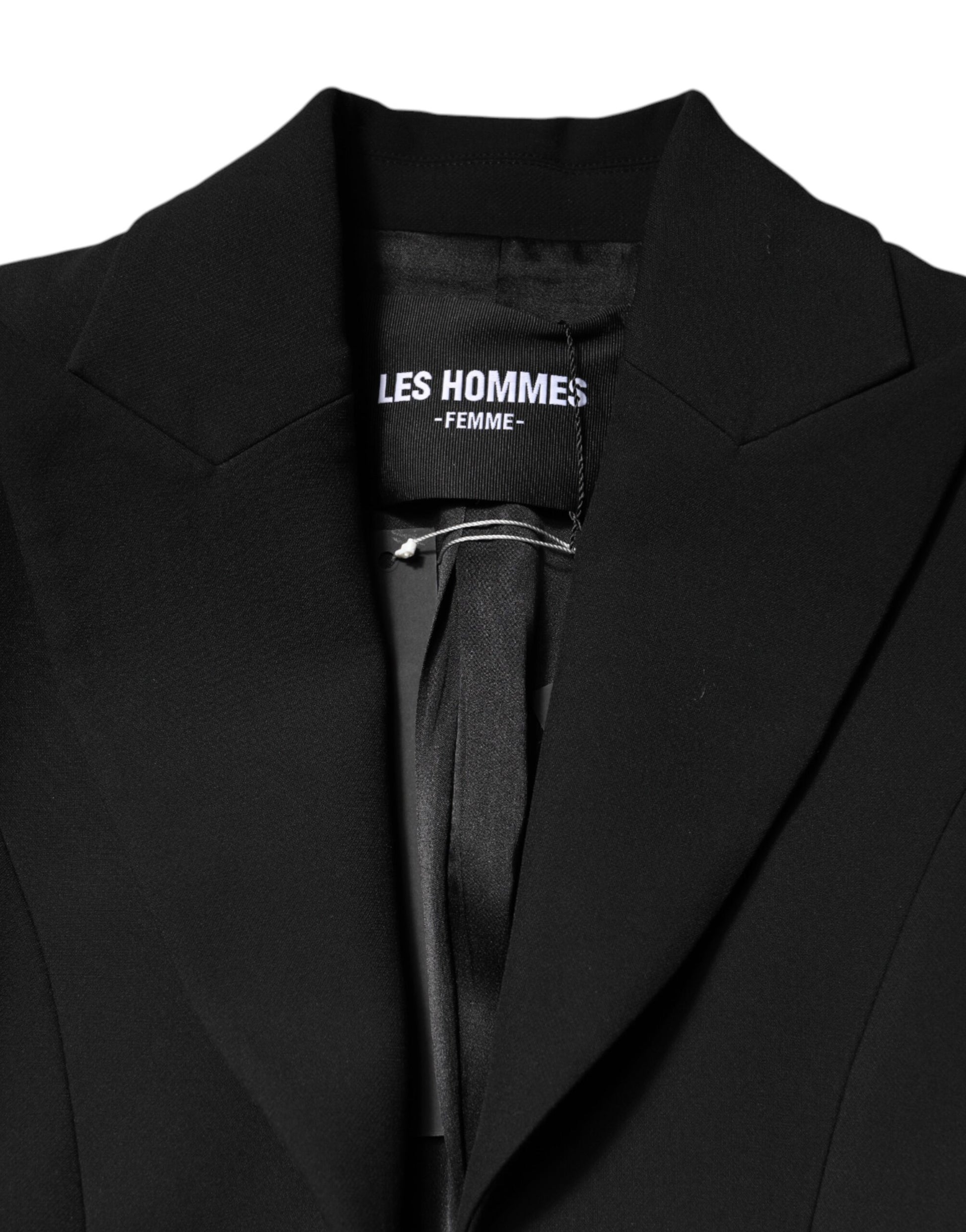 Les Hommes Black Single Breasted Trench Coat
