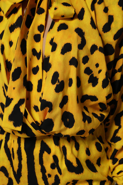 Dolce & Gabbana Yellow Leopard Long Sleeve Playsuit