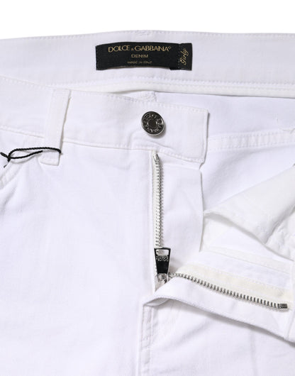 Dolce & Gabbana White Floral Sequined Denim Jeans