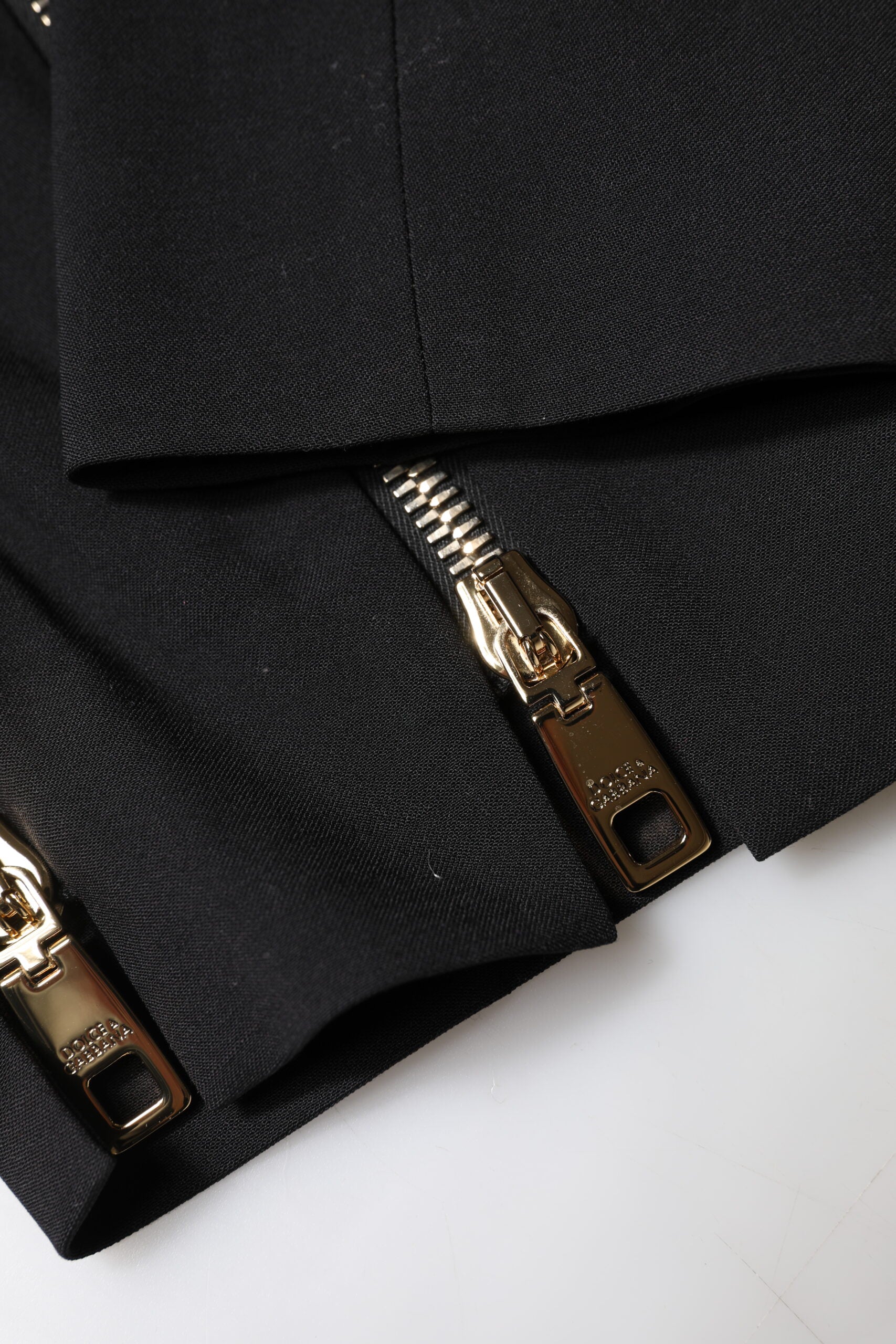 Dolce & Gabbana Black Virgin Wool High Waist Tapered Pants