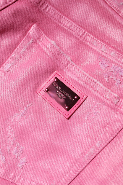 Dolce & Gabbana Pink Tattered Denim Jeans