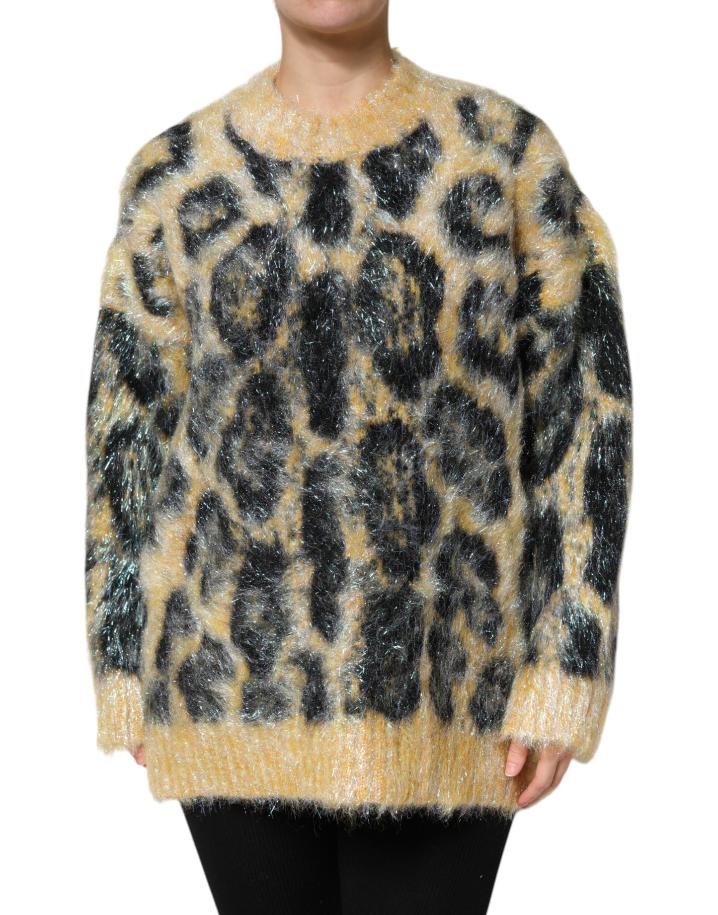 Dolce & Gabbana Leopard Mohair Crew Neck Sweater