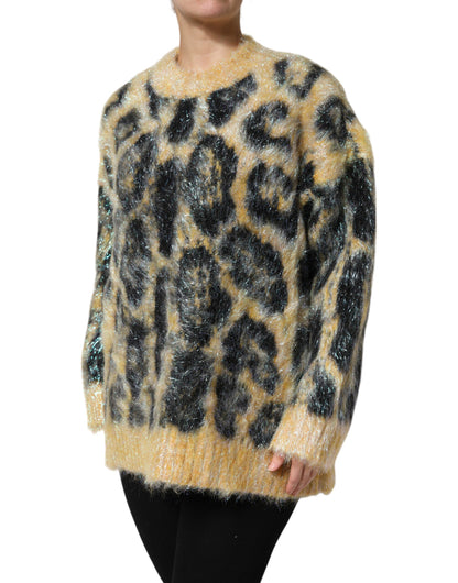 Dolce & Gabbana Leopard Mohair Crew Neck Sweater