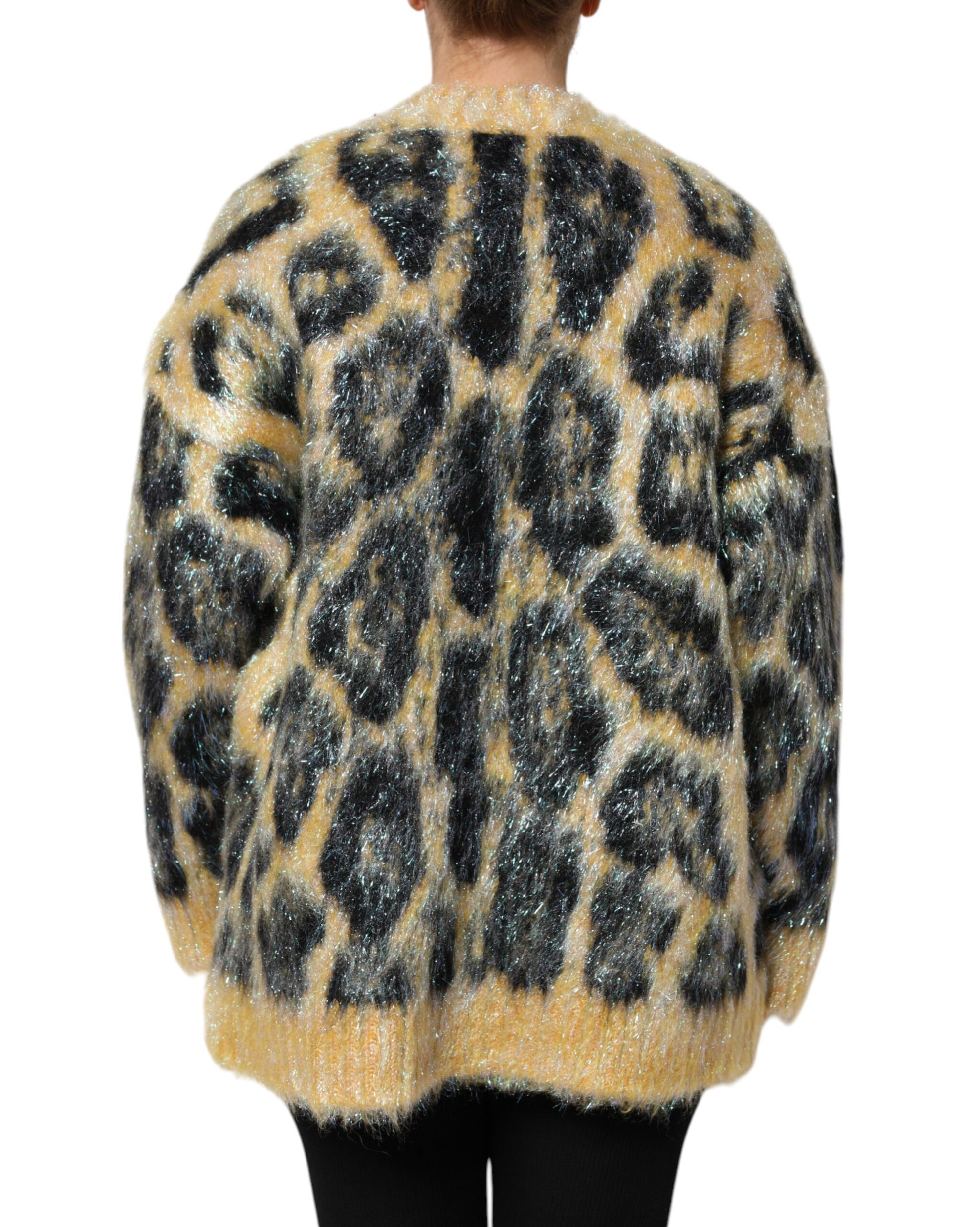 Dolce & Gabbana Leopard Mohair Crew Neck Sweater