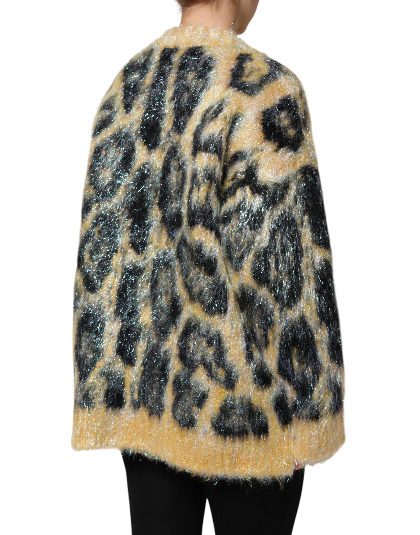 Dolce & Gabbana Leopard Mohair Crew Neck Sweater