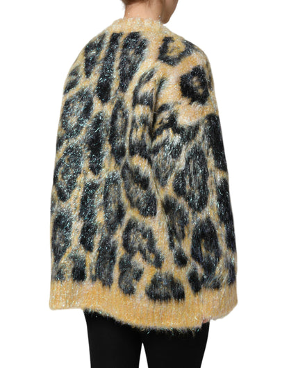 Dolce & Gabbana Leopard Mohair Crew Neck Sweater