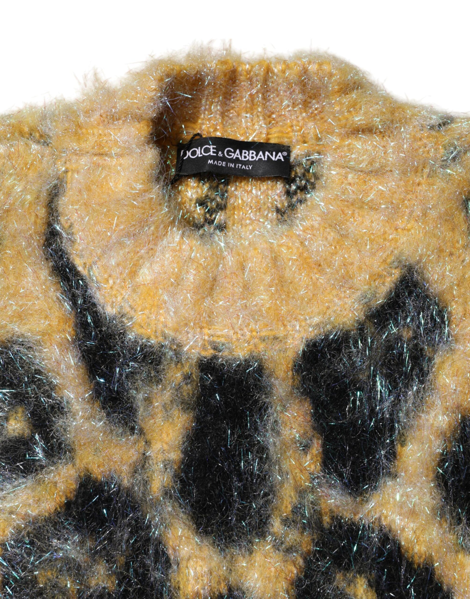 Dolce & Gabbana Leopard Mohair Crew Neck Sweater