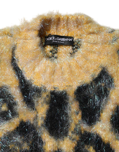 Dolce & Gabbana Leopard Mohair Crew Neck Sweater