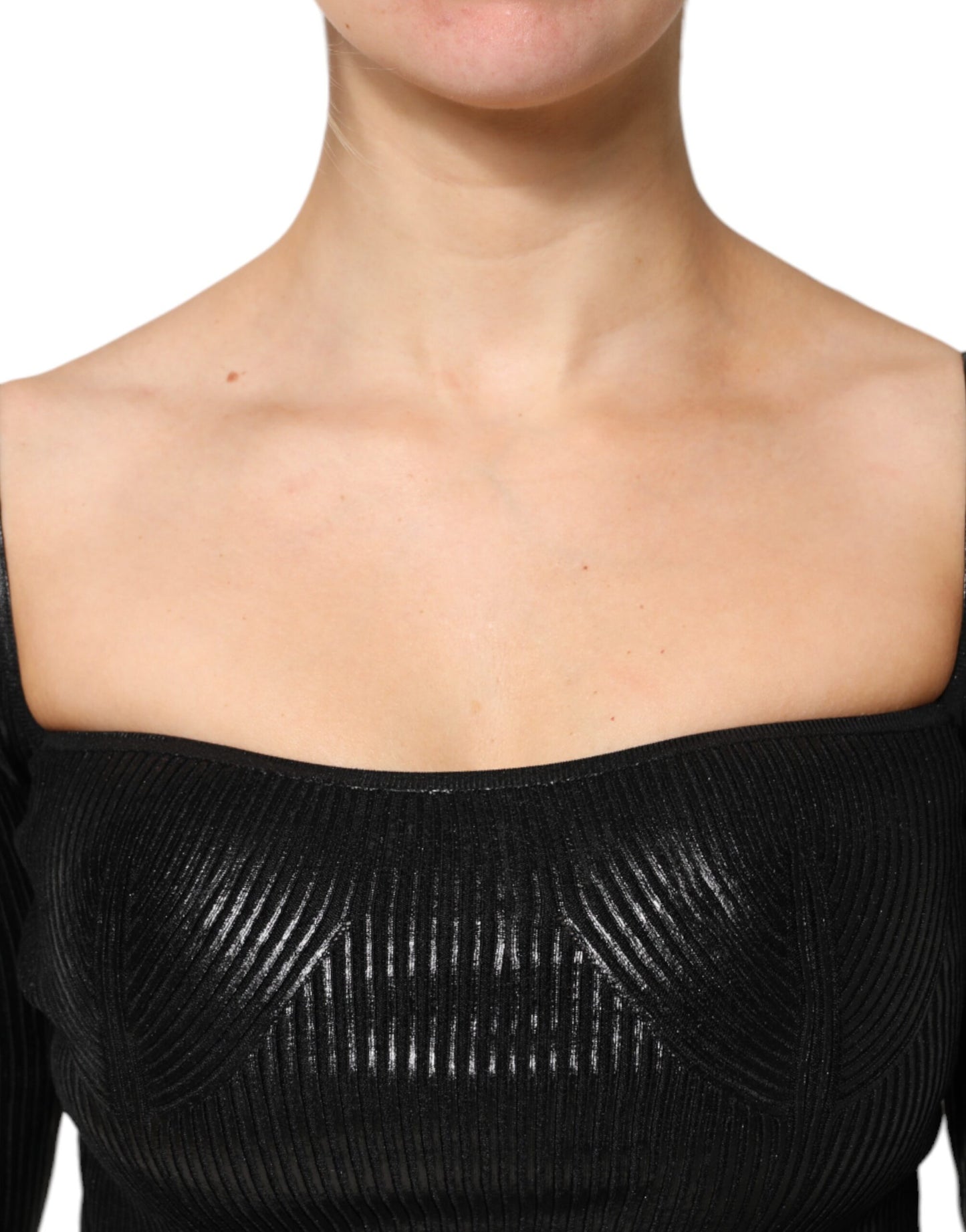 Dolce & Gabbana Black Viscose Fitted Long Sleeve Blouse
