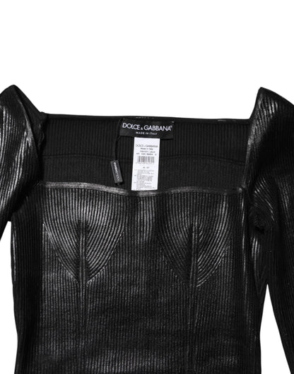 Dolce & Gabbana Black Viscose Fitted Long Sleeve Blouse