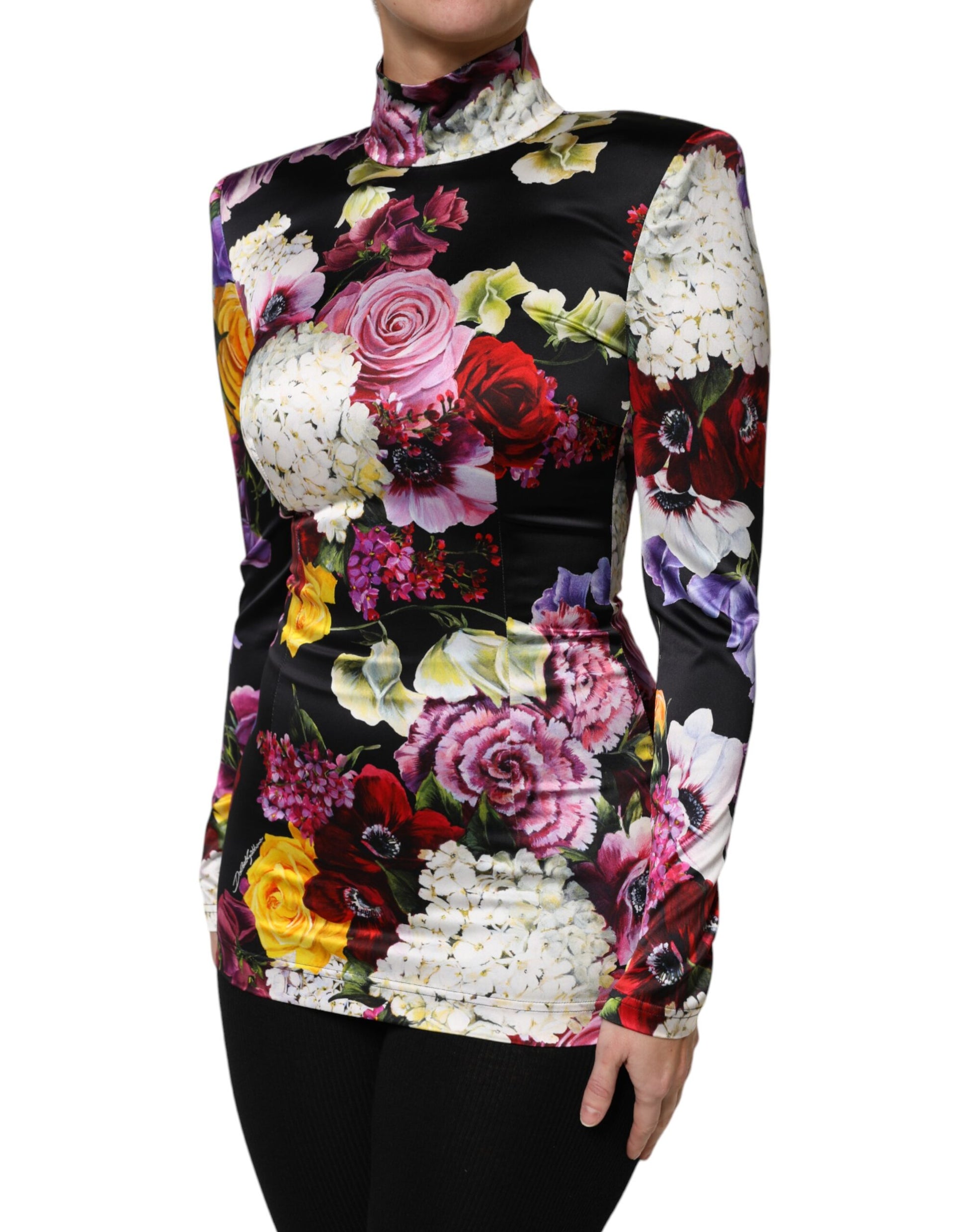 Dolce & Gabbana Multicolor Ortensies Floral Long Sleeves Blouse