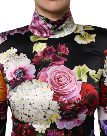 Dolce & Gabbana Multicolor Ortensies Floral Long Sleeves Blouse