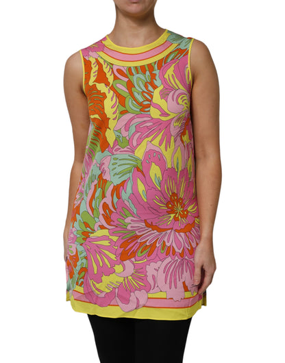Dolce & Gabbana Multicolour Floral Round Neck Sleeveless Top
