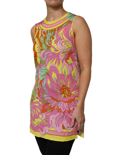 Dolce & Gabbana Multicolour Floral Round Neck Sleeveless Top