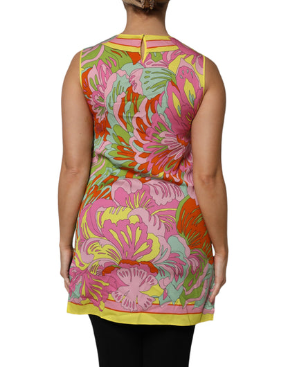 Dolce & Gabbana Multicolour Floral Round Neck Sleeveless Top