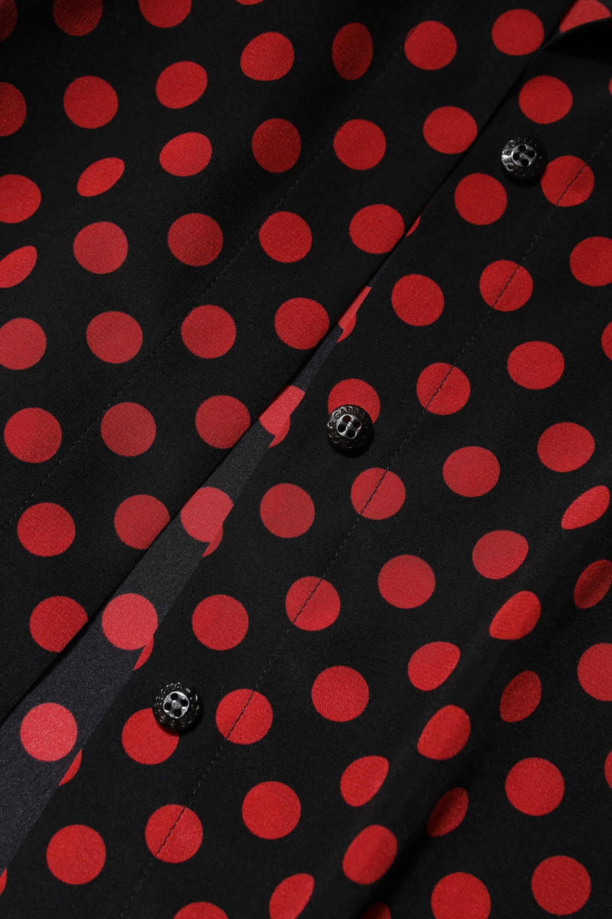 Dolce & Gabbana Black & Red Polka Dot Silk Long Sleeves Top
