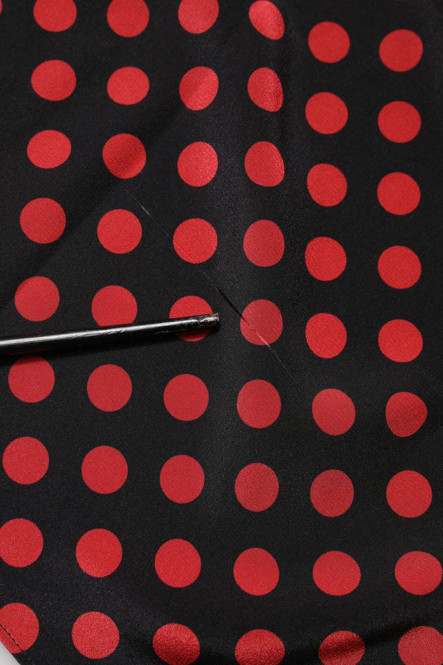 Dolce & Gabbana Black & Red Polka Dot Silk Long Sleeves Top